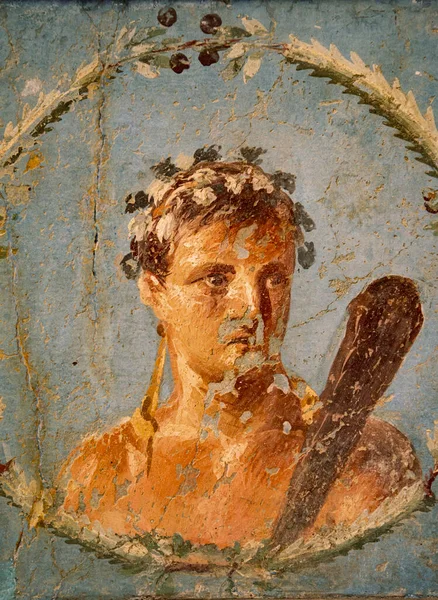 Romana Pompeya Fresco Que Representa Figuras Mitológicas Nápoles Italia —  Fotos de Stock