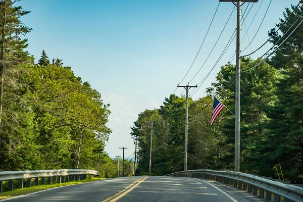 Country Main Road Fading Horizon Distance Blue Sky Day Maine — ストック写真