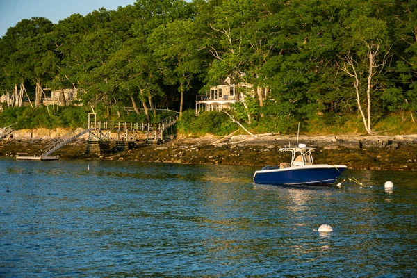 Barcos Almacenes Muelle Puerto Pesquero Maine — Foto de Stock