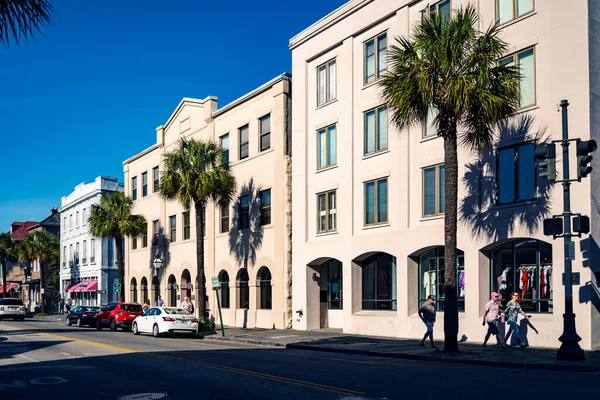 Charleston Maart 2019 Huizen Langs Batterij Ochtend Charleston South Carolina — Stockfoto