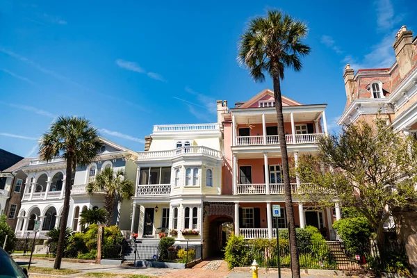 Huizen Langs Batterij Ochtend Charleston South Carolina Verenigde Staten — Stockfoto