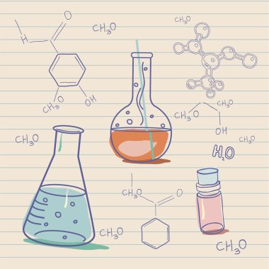 Old science and chemistry laboratory clipart