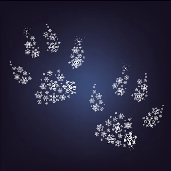 Paws made up a lot of snowflakes — Stock Vector