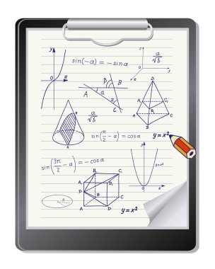 Pano ile matematik geometrik şekiller ve ifadeler skeçler