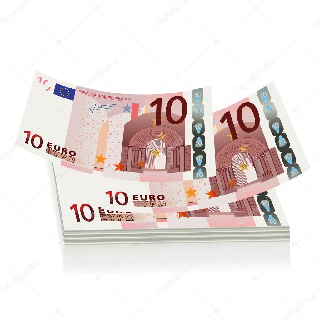 Flying euro bills, the concept of success