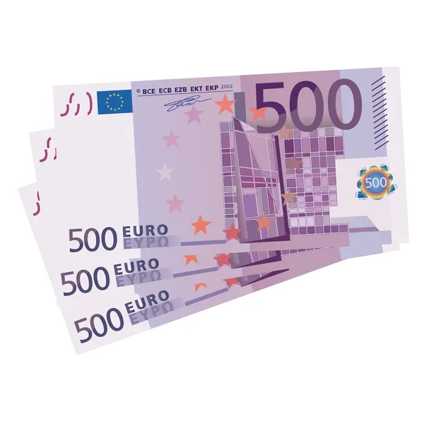 Vector drawing of a 3x 500 Euro bills — Stock Vector