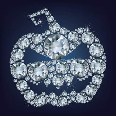 Cadılar Bayramı Balkabağı elmaslar siyah arka plan üzerine bir sürü oluşur