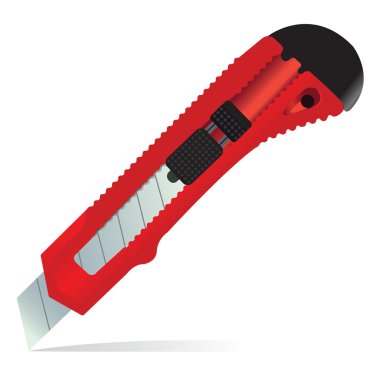 The red stationery knife isolated on white background clipart