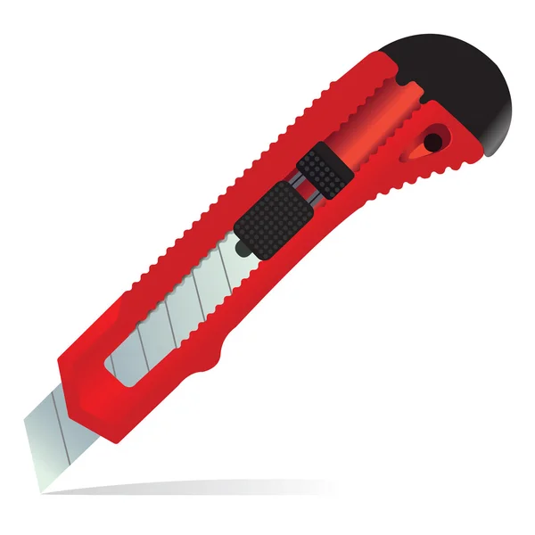 Na białym tle nóż czerwoną papiernicze — Wektor stockowy