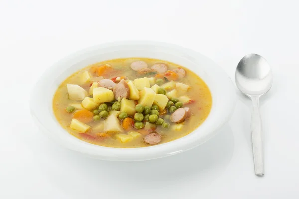 Vegetable soup with Vienna sausages — Stock Photo, Image