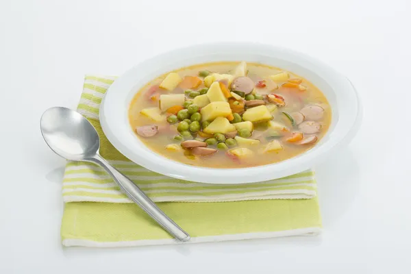 Vegetable soup with Vienna sausages — Stock Photo, Image