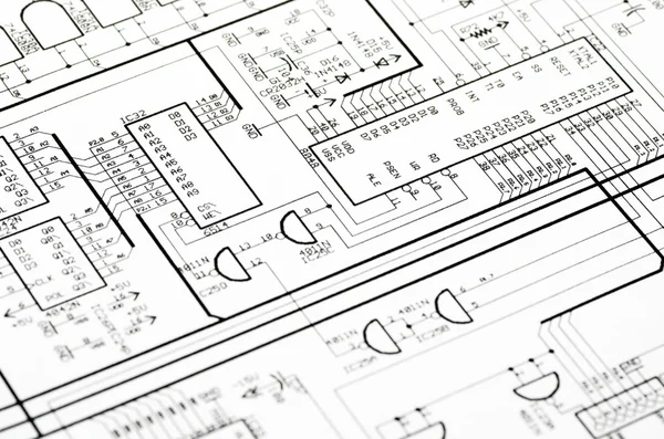 Detaljerad teknisk ritning Stockbild