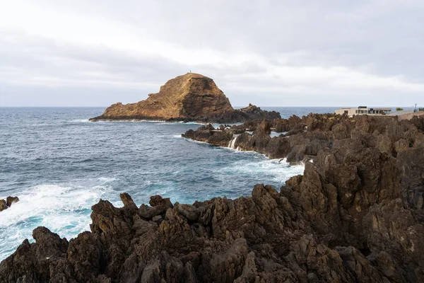 Madeira Portugal Juli 2021 Pool Med Vulkanisk Lava Porto Moniz — Stockfoto