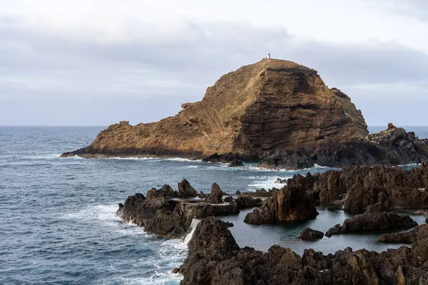 Madeira Portugal Juli 2021 Pool Med Vulkanisk Lava Porto Moniz — Stockfoto