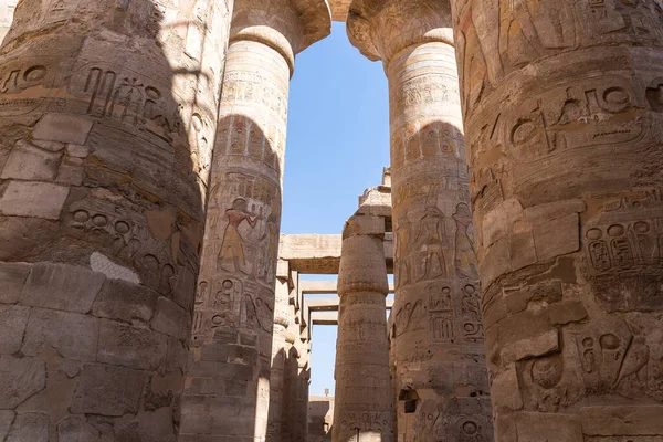 Колонны Большом Гипостильном Зале Храме Карнака Древние Фивы Луксор Египет — стоковое фото