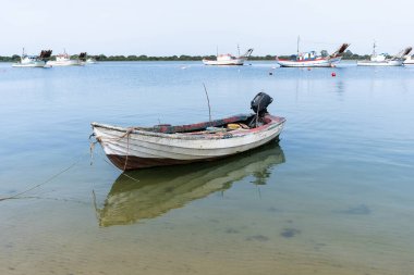 Fishers boat on the water, Punta Umbria coast, Spain