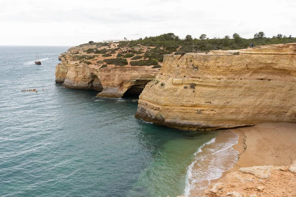 Formations Rocheuses Spectaculaires Sur Plage Benagil Sur Côte Algarve Portugal — Photo