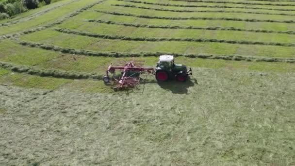 Plunge District Lithuania June 2022 Rows Making Dry Hay Baling — Stock Video