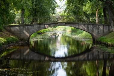 Old Bridge is Reflected in the Green Water