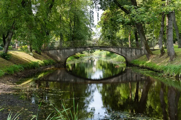 Old Bridge is Reflected in the Green Water