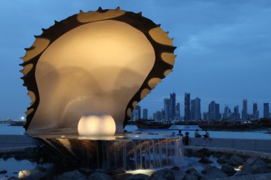 Pearl and Oyster fountain in Doha / Qatar clipart