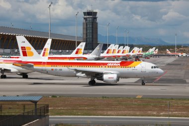 Iberia Airbus A320 in Madrid clipart