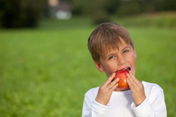 リンゴを食べる子供は — ストック写真