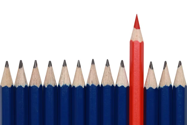 Red crayon standing out from the crowd — Stock Photo, Image