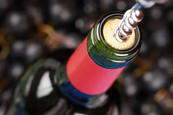 赤ワインのボトルを開く ロイヤリティフリーのストック写真