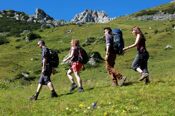 Grupo de jóvenes excursionistas — Foto de Stock