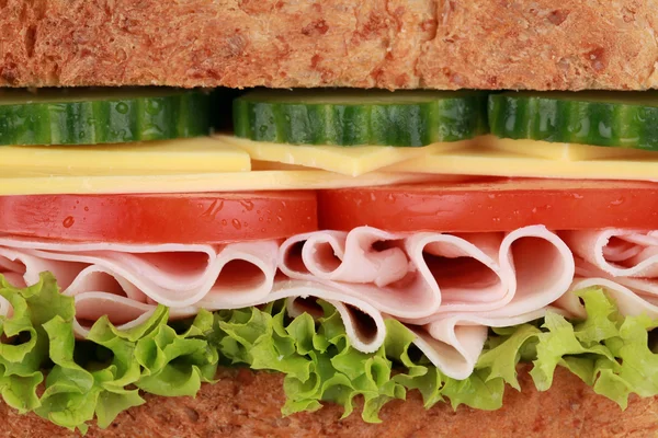 Close-up van een sandwich met ham — Stockfoto