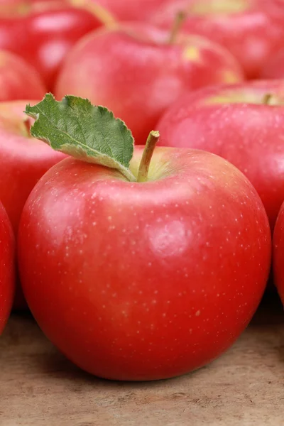 Rode appels met bladeren — Stockfoto