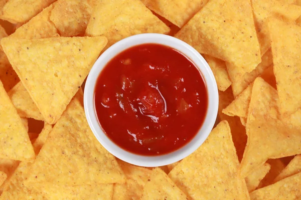 Nachos with salsa — Stock Photo, Image