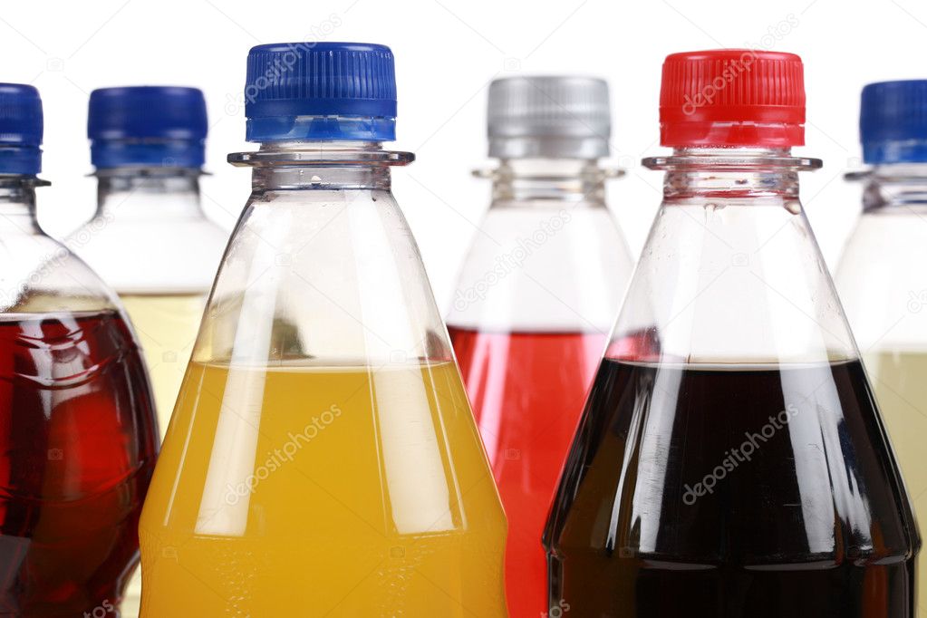 Different bottles with soda