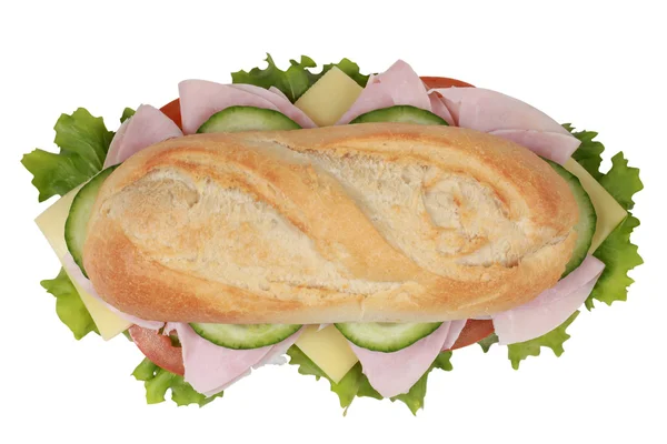 Top view of a sandwich with ham — Stock Photo, Image