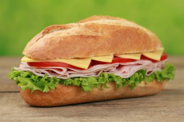 Sub Sandwich with ham clipart