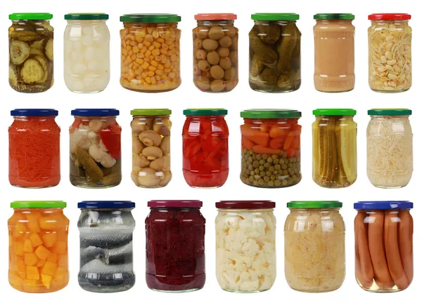 Συλλογή των λαχανικών σε γυάλινα βάζα — Φωτογραφία Αρχείου