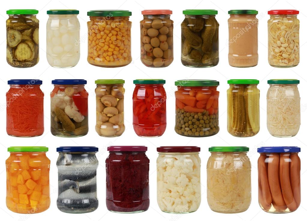 Collection of vegetables in glass jars — Stock Photo © Boarding2Now