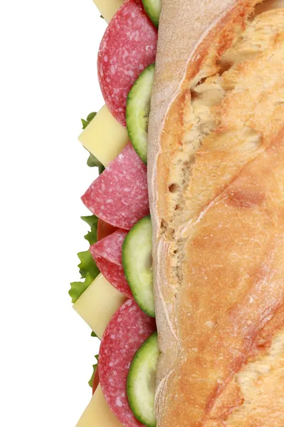 Vista dall'alto di un panino con salame — Foto Stock