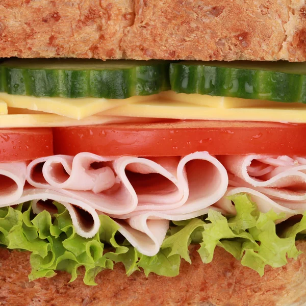Macro-opname van een sandwich met ham — Stockfoto