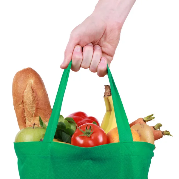 Borsa shopping riutilizzabile ripiena di frutta e verdura — Foto Stock