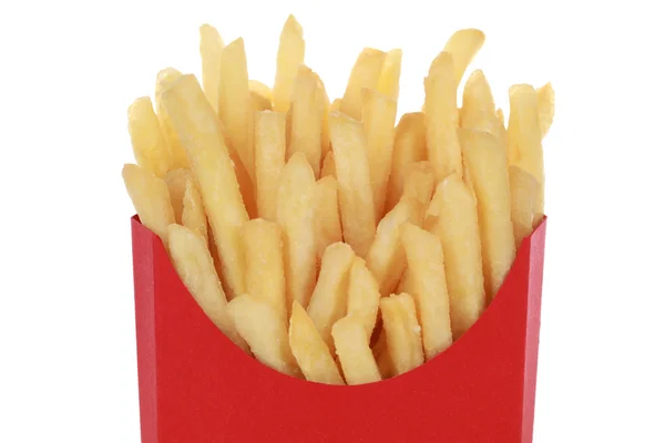 French fries in a box, isolated — Stock Photo, Image