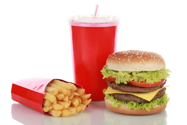 Double Cheeseburger combo meal — Stock Photo, Image