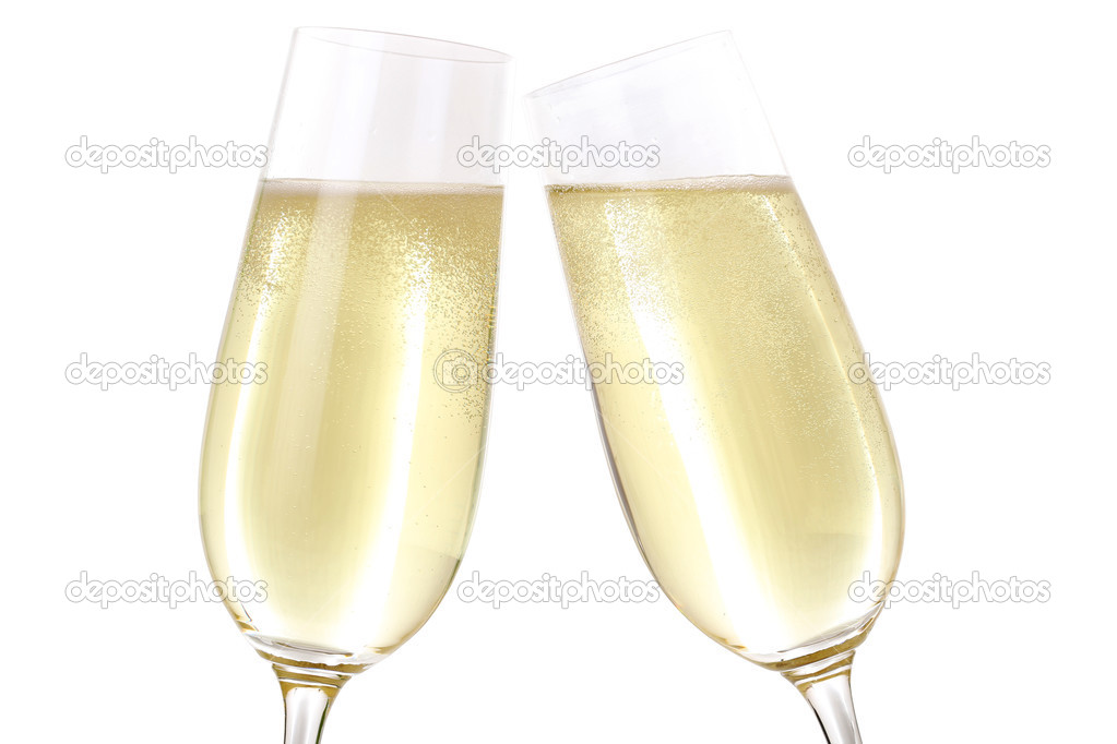 Making a toast with two Champagne glasses