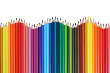 renkli kalemler dalgası oluşturan okul malzemeleri