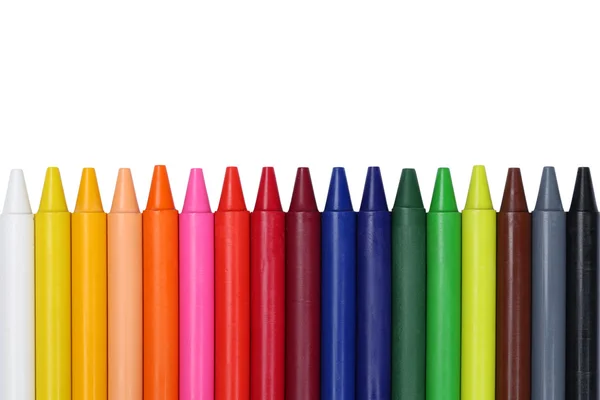 Crayons for children in a row with copyspace — Stock Photo, Image