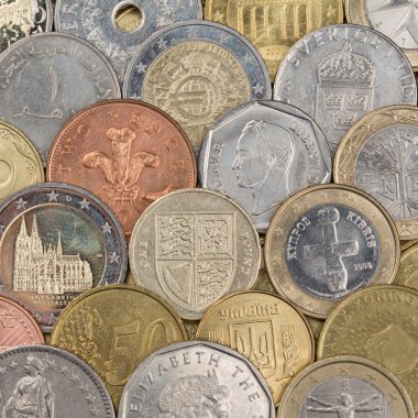 bir arka plan oluşturan sikke koleksiyonu