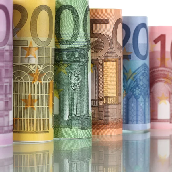 Billetes en euros laminados consecutivos — Foto de Stock