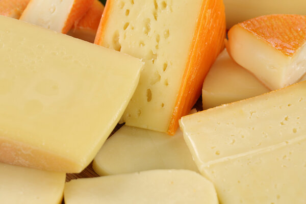 Cheese plate with Gouda, hard and Swiss cheese