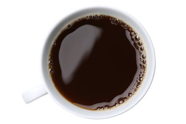 yukarıdan bir fincan taze kahve